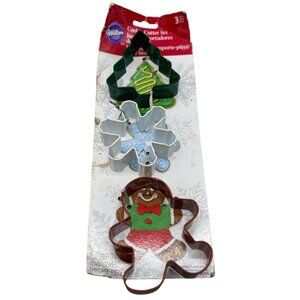 Wilton Christmas Cookie Cutter 3 Metal Cutters Tree Snowflake Gingerbread Man